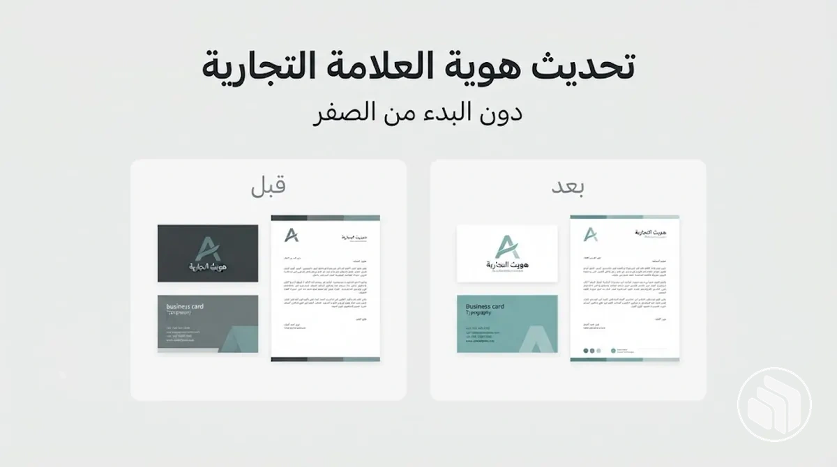 مثال قبل وبعد لهوية علامة تجارية محدثة
