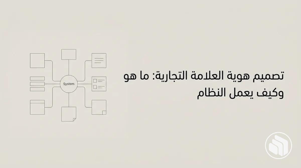 مخطط يوضح الأجزاء الرئيسية لنظام تصميم هوية العلامة التجارية