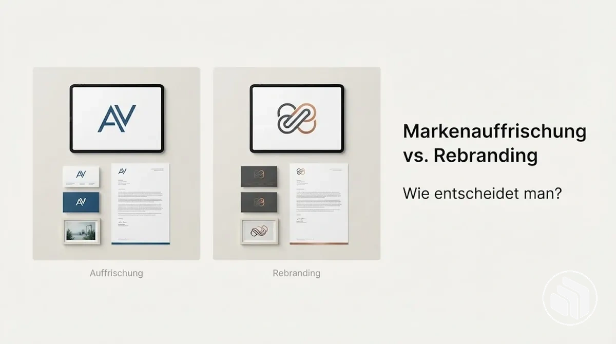 Direkter Vergleich einer Markenauffrischung mit einem vollständigen Rebranding