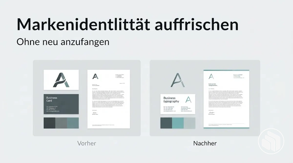 Vorher-Nachher-Beispiel einer aufgefrischten Markenidentität
