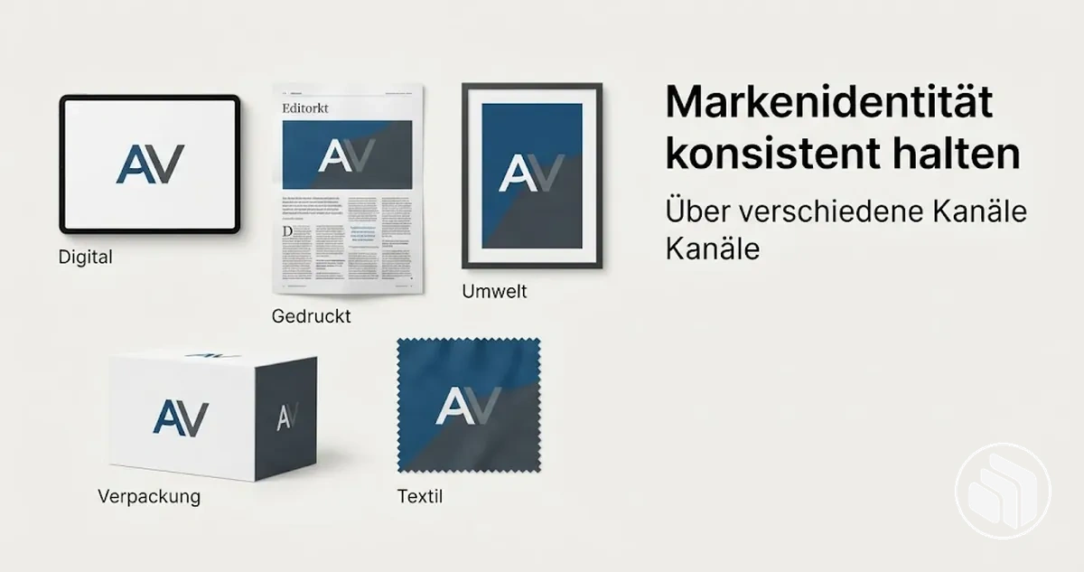 Konsistente Markenidentität über mehrere Kanäle hinweg angewendet