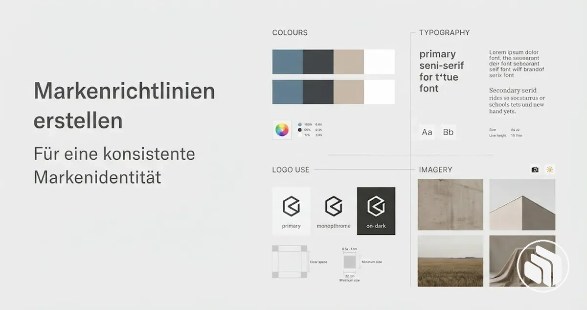 Markenrichtlinien mit Regeln für Farben, Typografie, Logo und Bildwelt