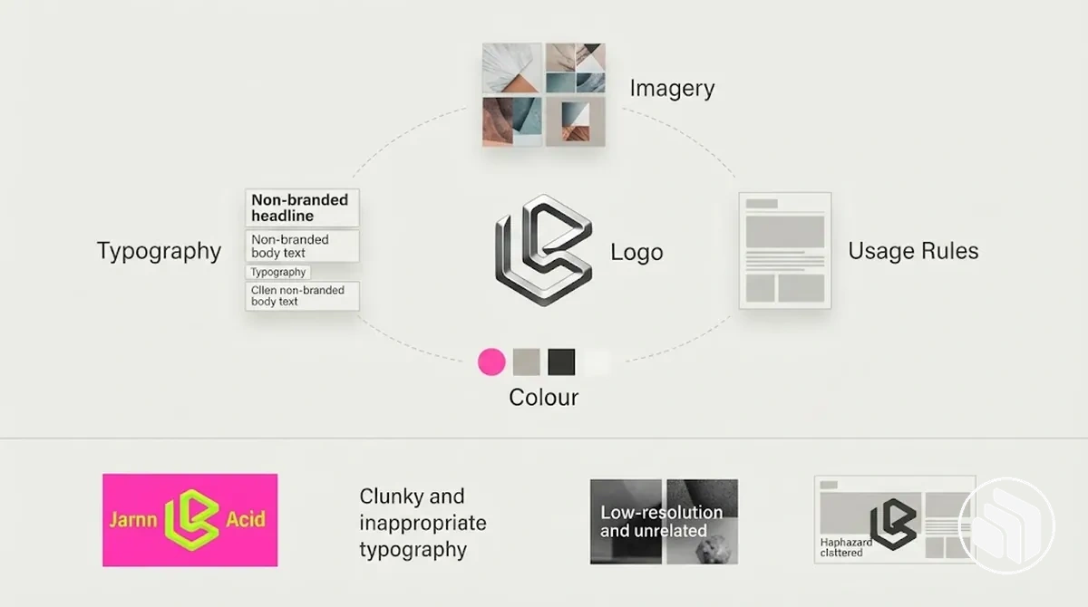 Logo als Bestandteil eines koordinierten Markenidentitätssystems