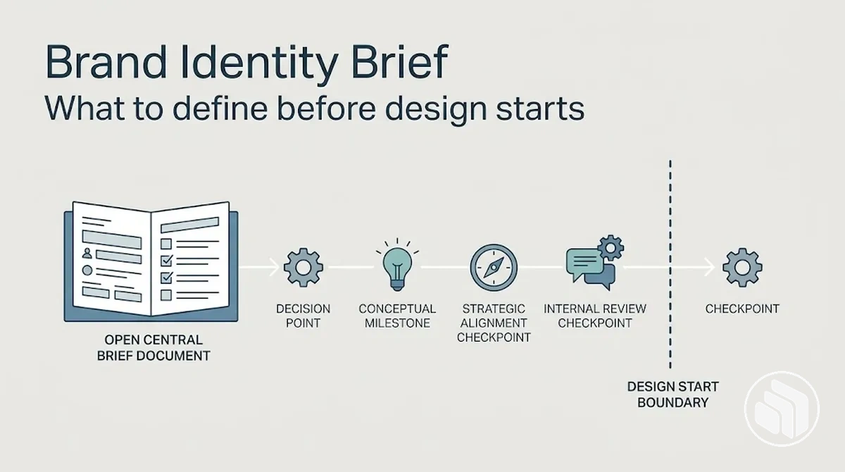 Brand identity brief outlining key decisions before design begins