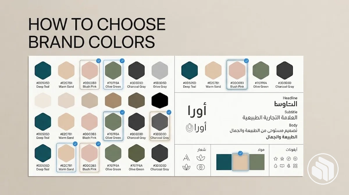 Brand color selection examples for a visual identity