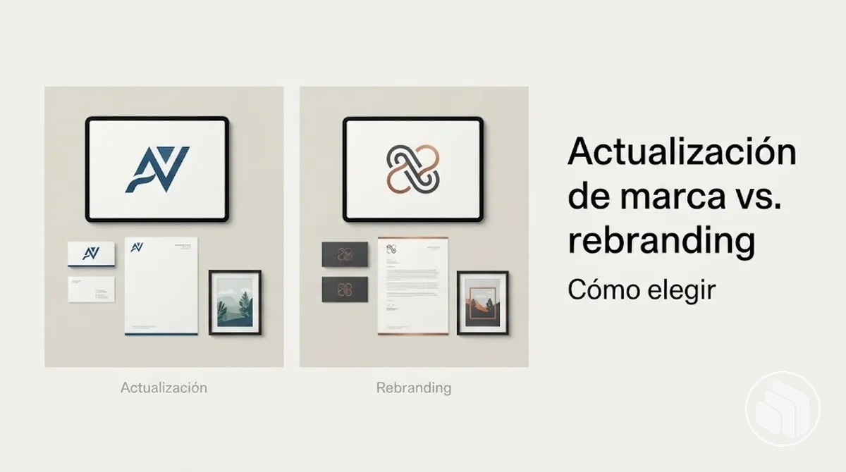 Comparación lado a lado entre una actualización de marca y un rebranding completo