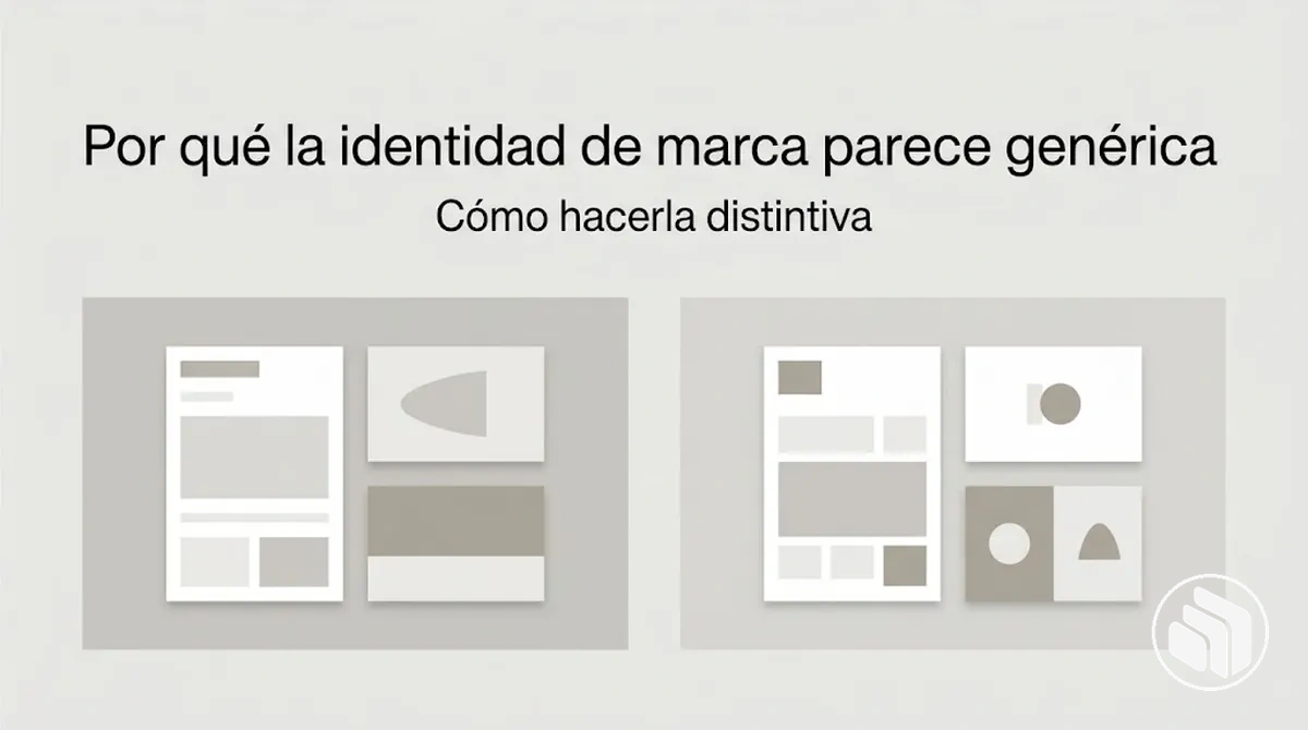 Comparación entre una identidad de marca genérica y una versión más distintiva