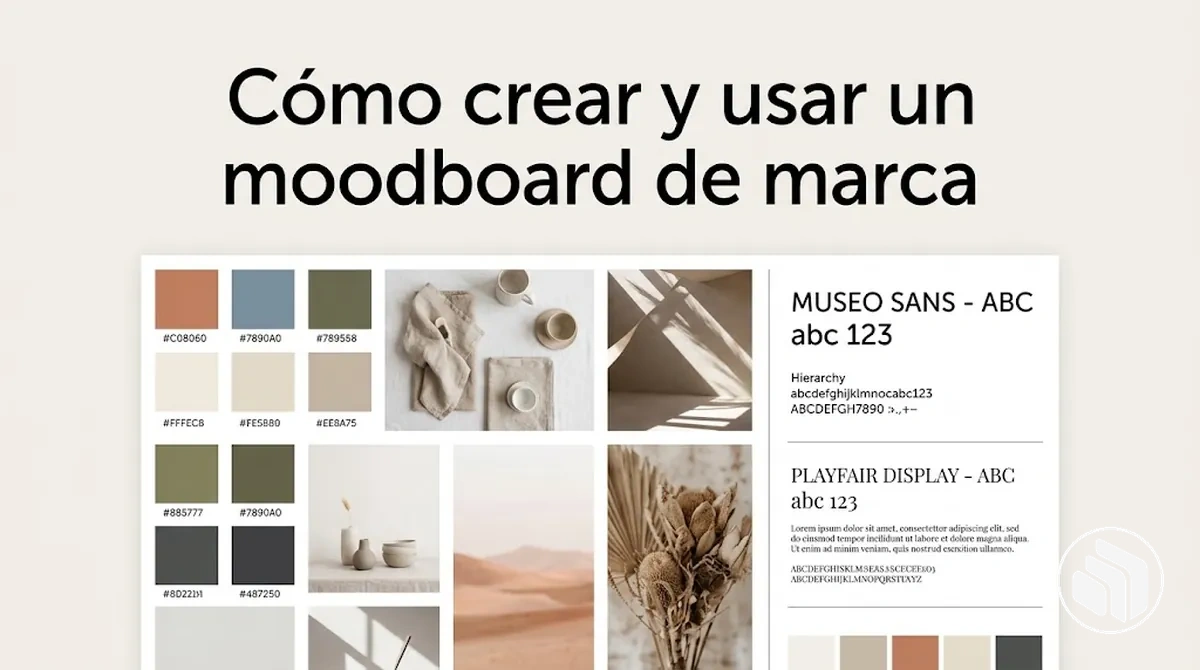 Moodboard de marca con colores, tipografías e imágenes coordinados