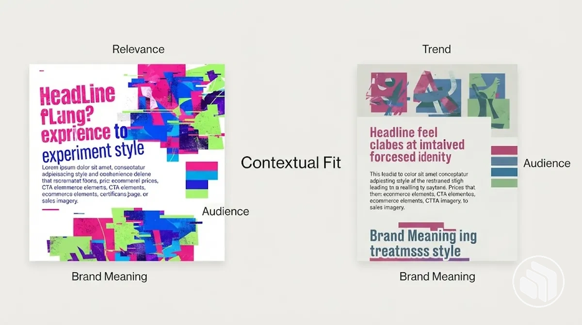 Estilos visuales contrastados que muestran la adecuación contextual con el significado de la marca y la audiencia