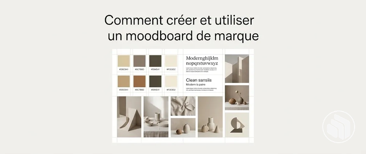 Moodboard de marque avec couleurs, typographie et images coordonnées