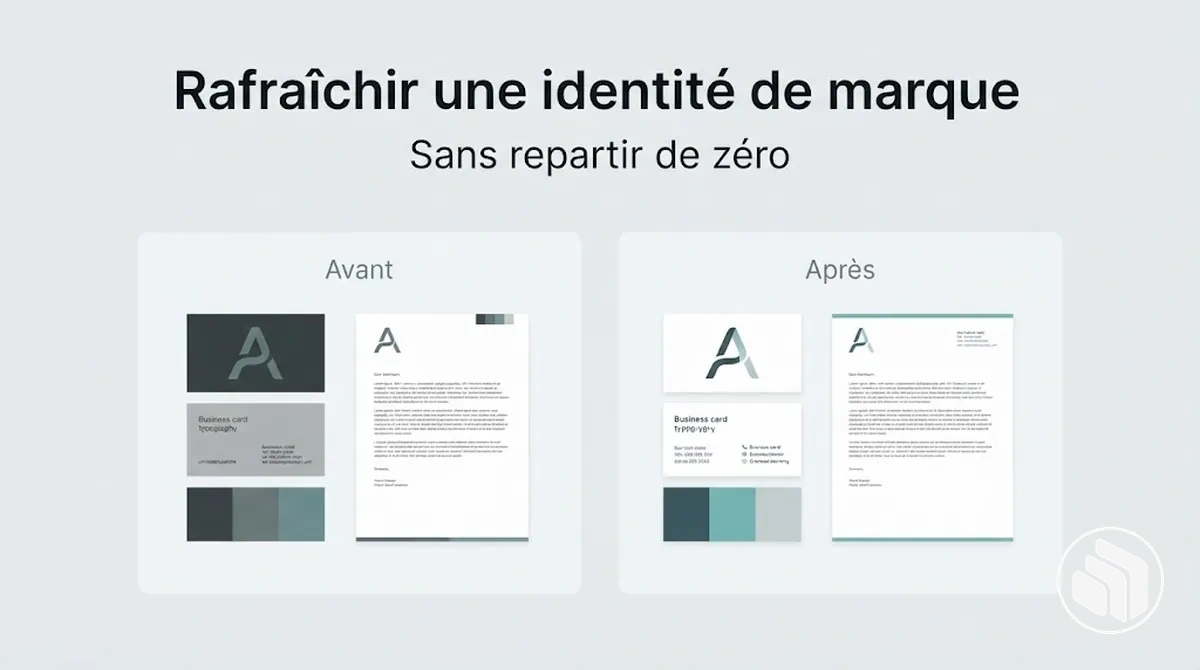 Exemple avant et après d’une identité de marque rafraîchie
