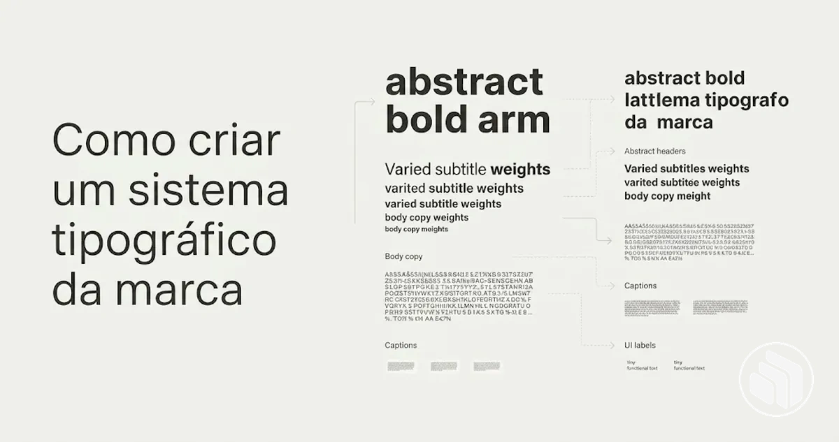 Sistema tipográfico da marca com funções e hierarquia das fontes