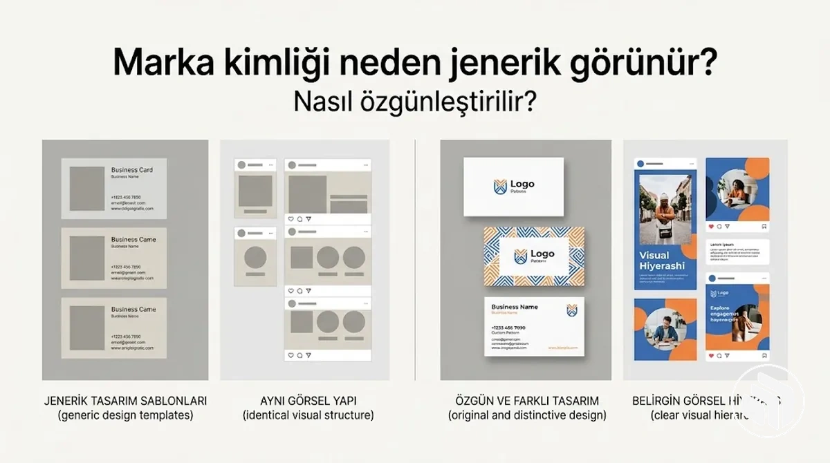 Jenerik bir marka kimliği ile daha özgün bir sürümün karşılaştırması