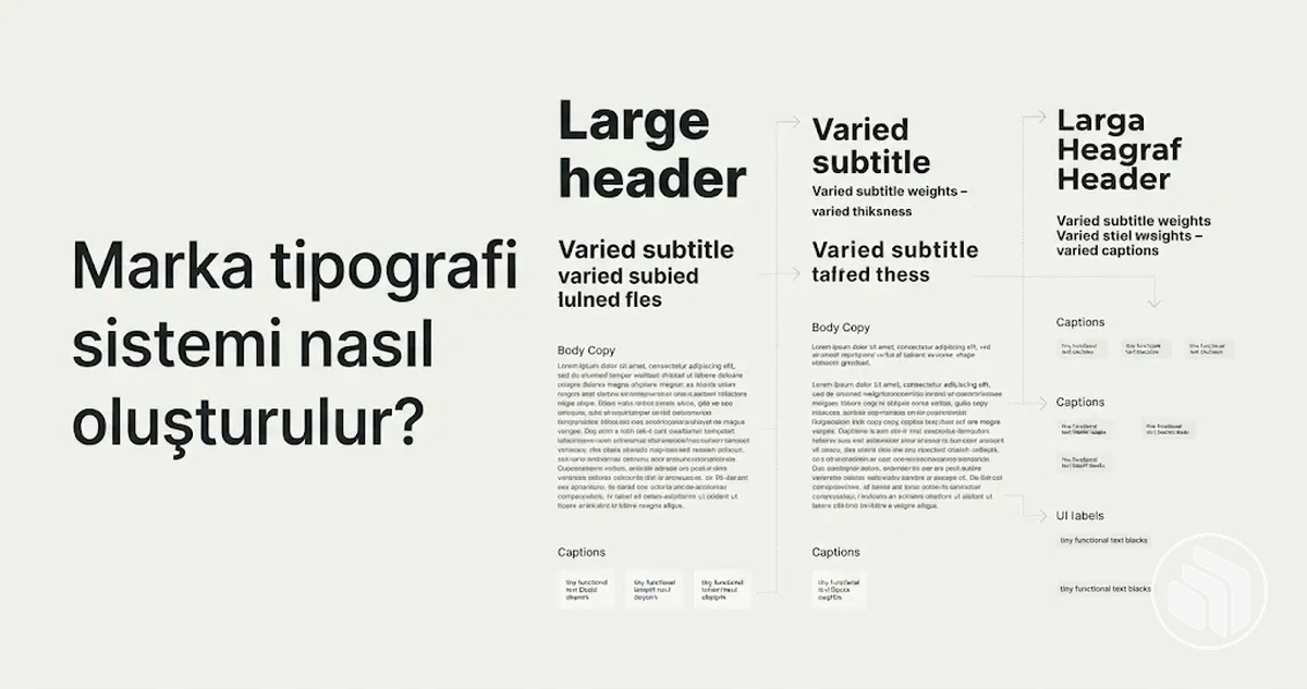 Yazı tipi rollerini ve hiyerarşiyi gösteren marka tipografi sistemi