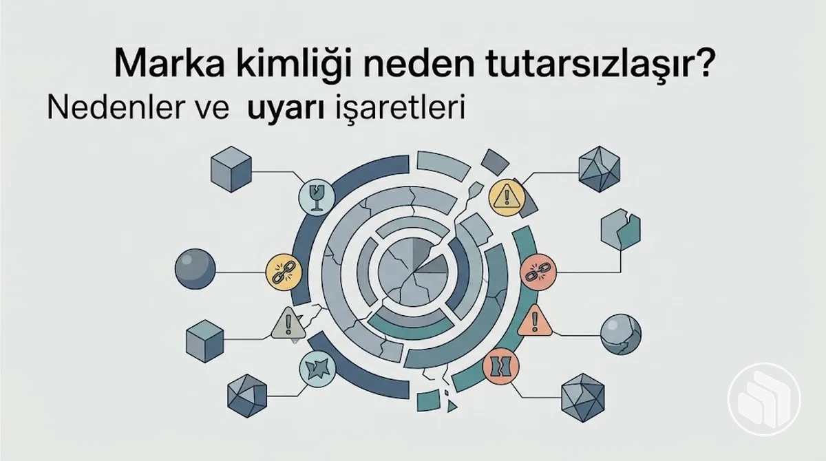 Tutarsız marka kimliğinin nedenlerini ve uyarı işaretlerini gösteren diyagram